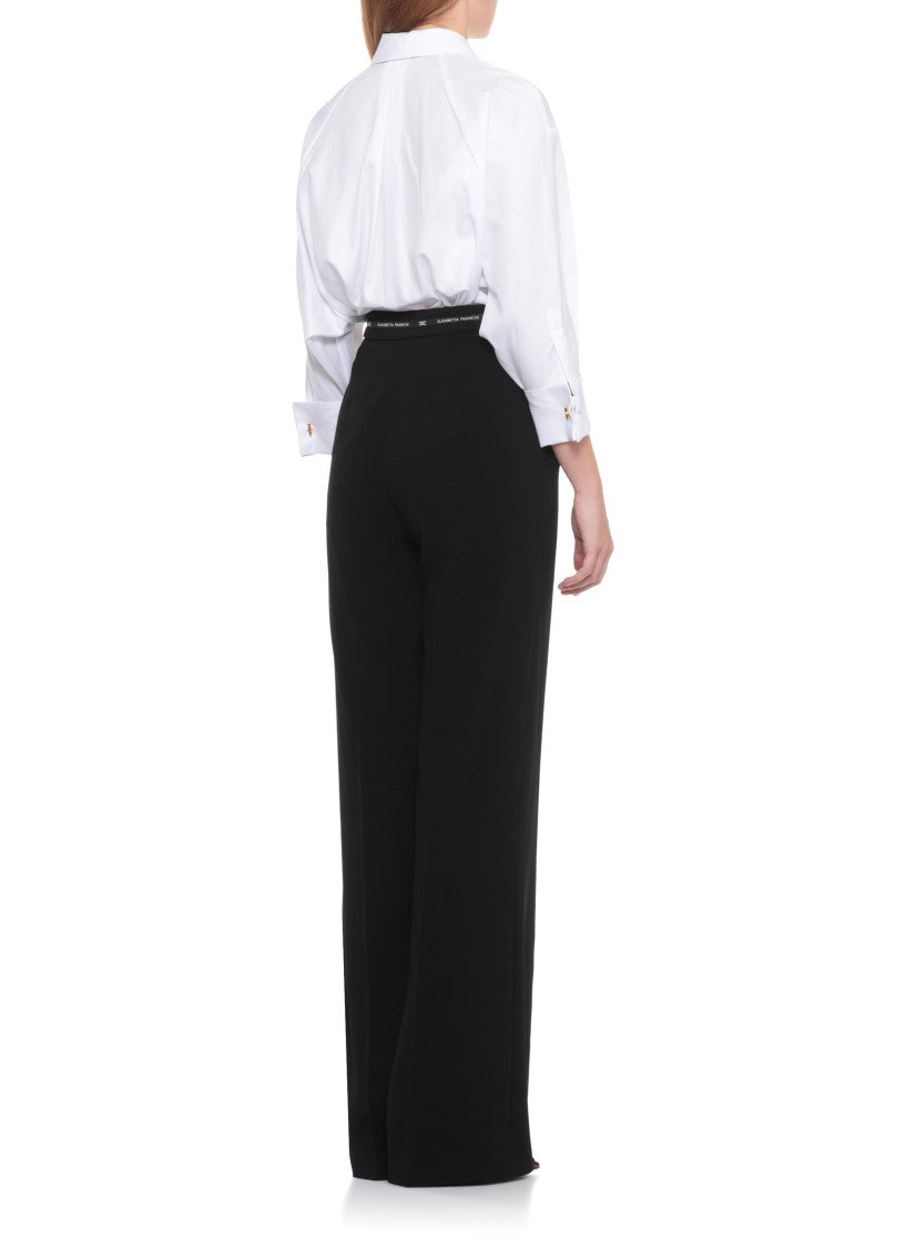 Elisabetta Franchi Classic Black And White Crepe Jumpsuit