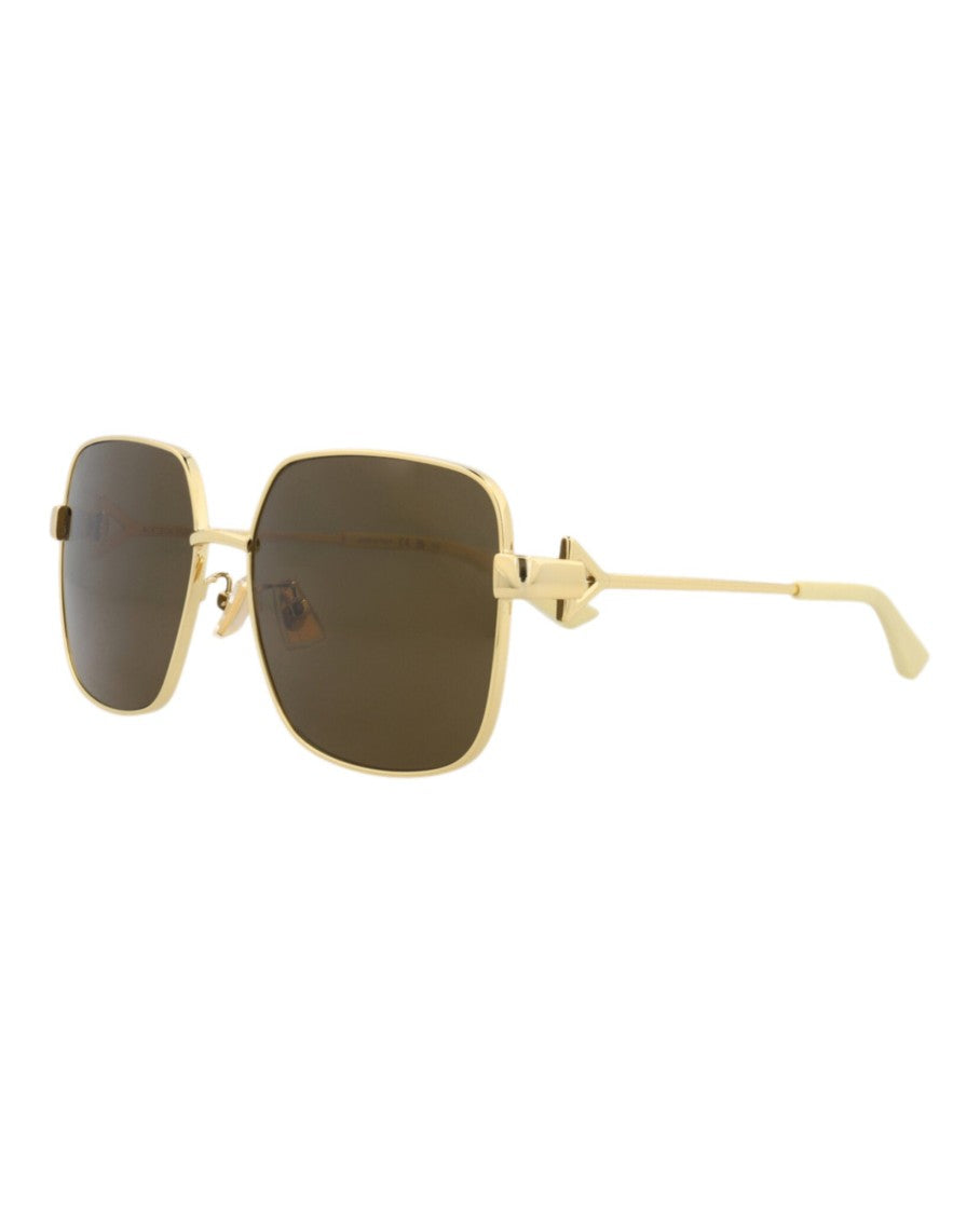 Bottega Veneta Square-Frame Metal Sunglasses