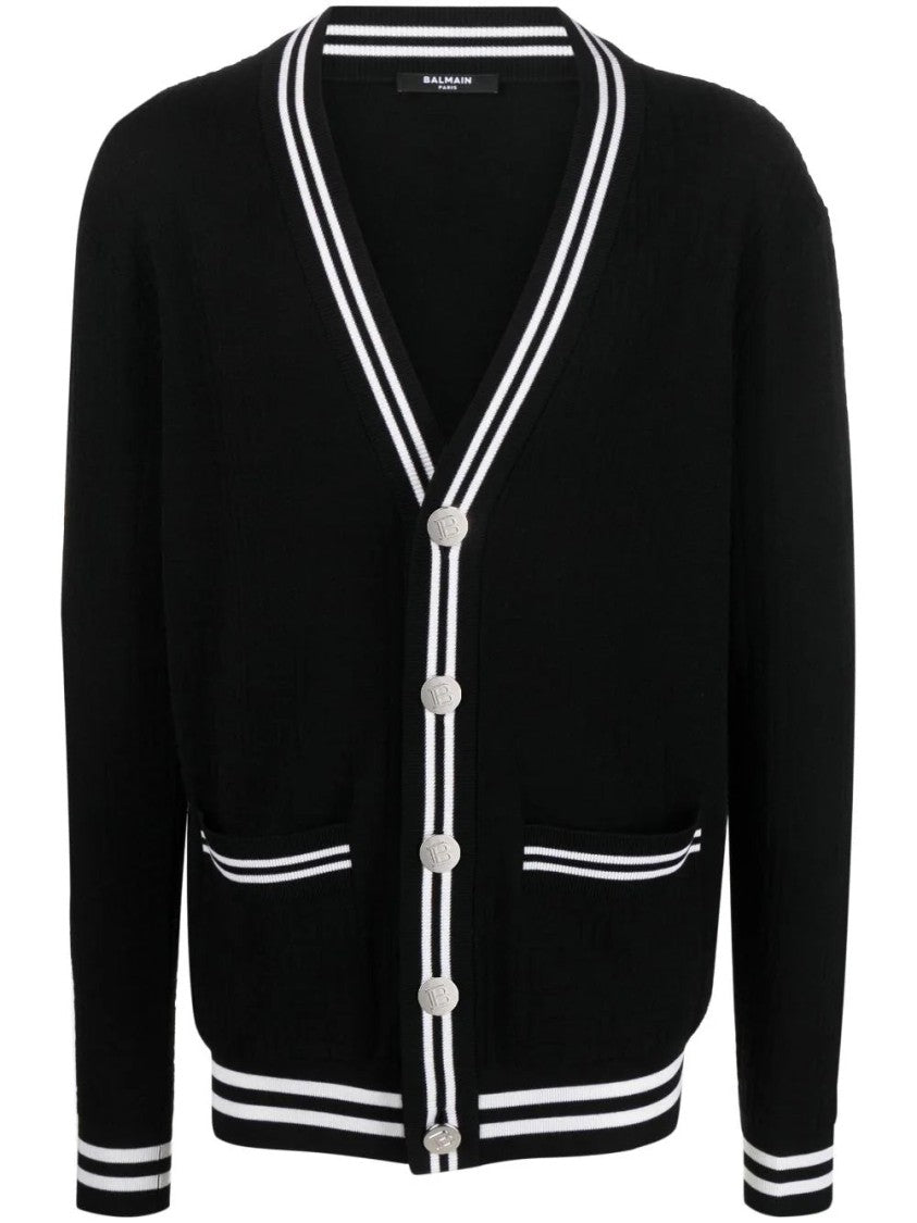 Balmain Monogram Jacquard Cardigan