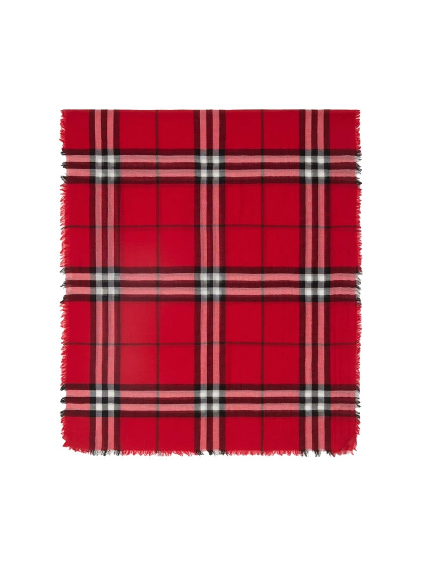 Burberry "Check" Wool Scarf – Red