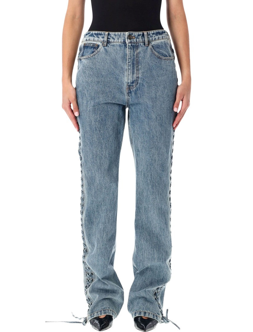 Rotate Laced Straight Leg Denim Straight-Leg Jeans