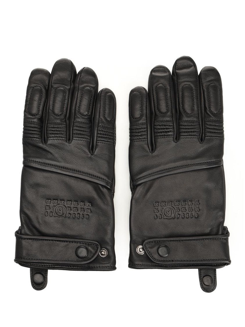 Mm6 By Maison Margiela Shearling Leather Gloves – Black