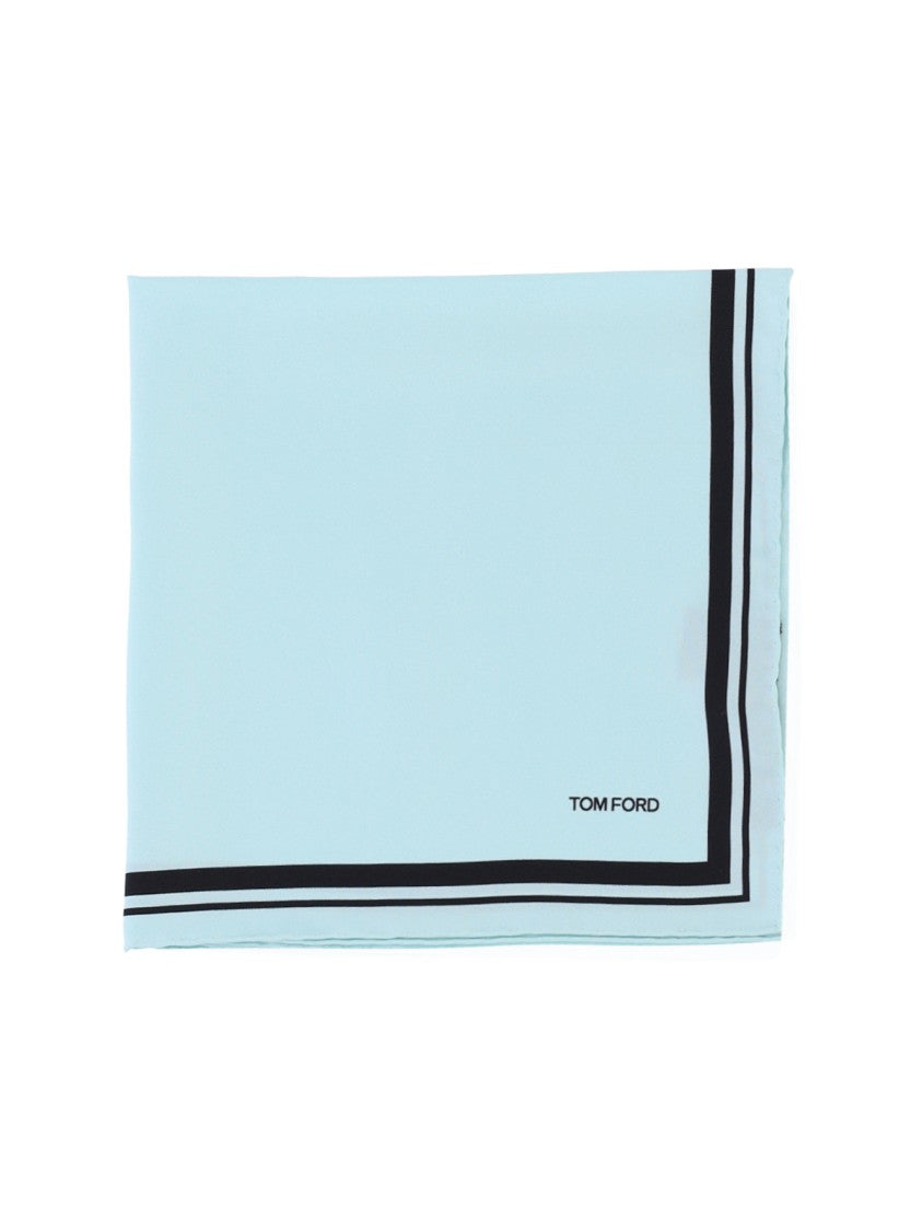 Tom Ford Contrast Detail Pocket Square – Light Blue