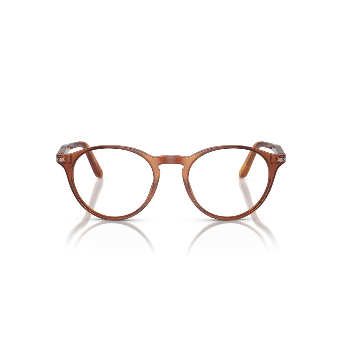 Persol 0Po3092v Round Frame Eyeglasses In Amber-Brown Tortoiseshell