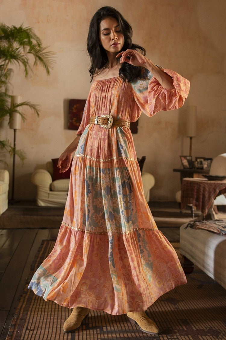 Miss June Martina Long Dress Peach