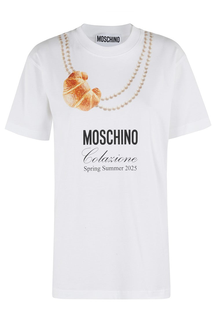 Moschino Oversized Cotton T-Shirt With Playful Croissant Print