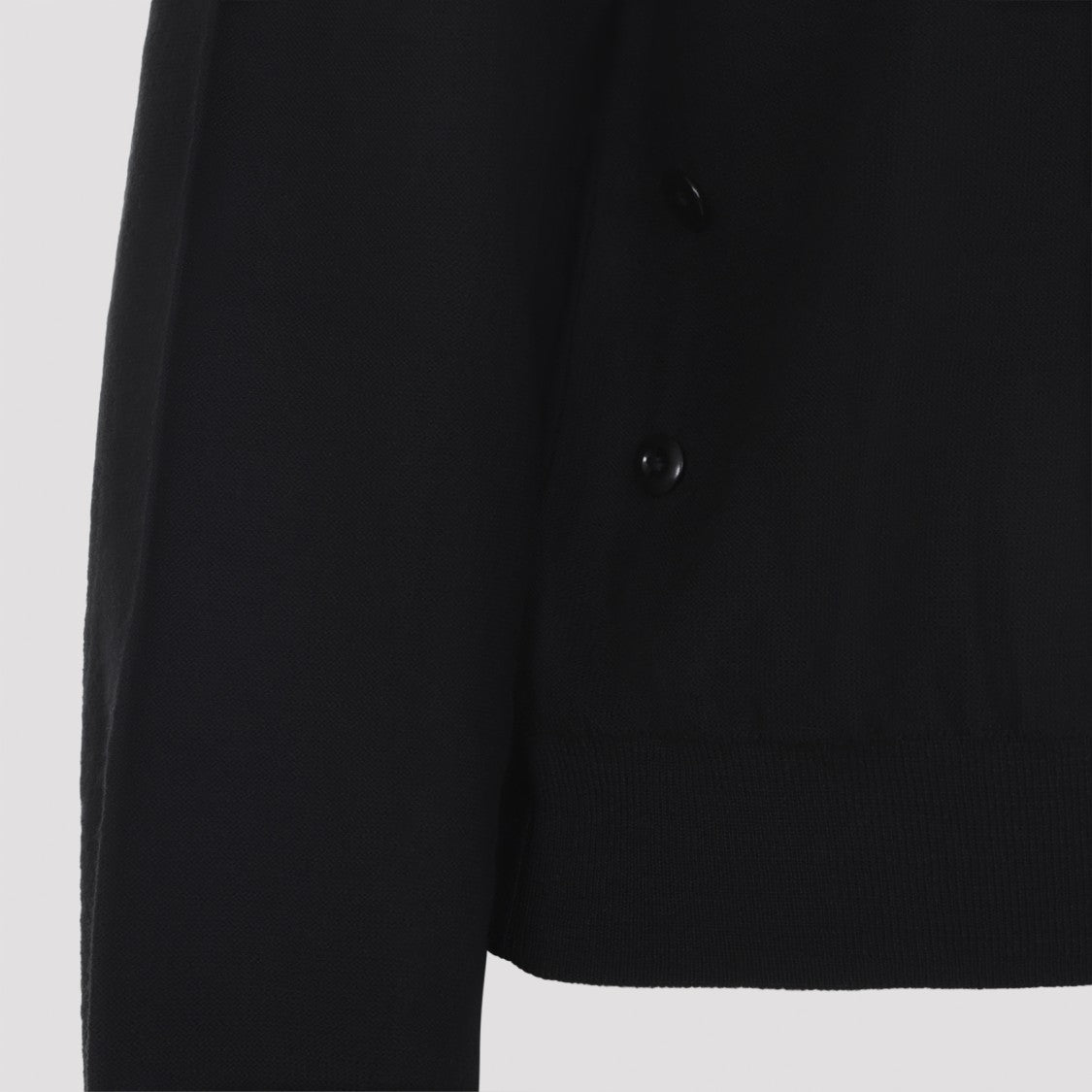 Lemaire Black Cardigan Sweater With V-Neckline And Ribbed Details