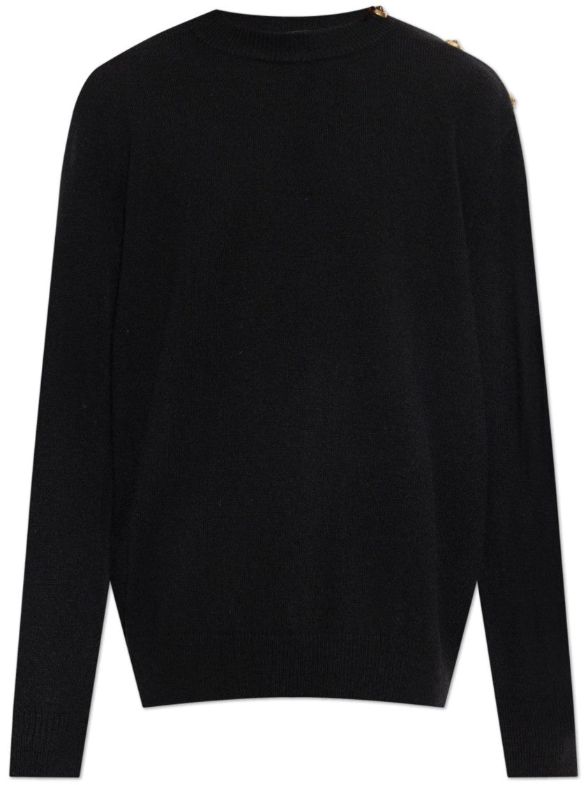 Balmain Black Classic Crew Neck Fabric Sweater