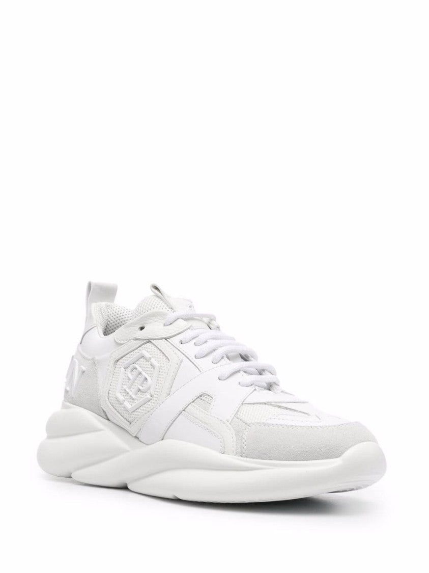 Philipp Plein White Runner Hurricane Sculpted Eva Sole Leather Trainers