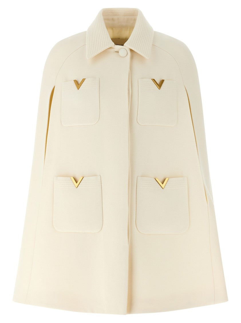 Valentino Garavani Double-Layered Drill Cape With Velvet-Button Closure