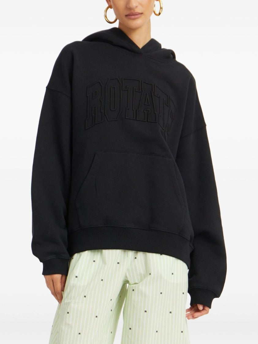 Rotate Relaxed Fit Black Cotton Hoodie