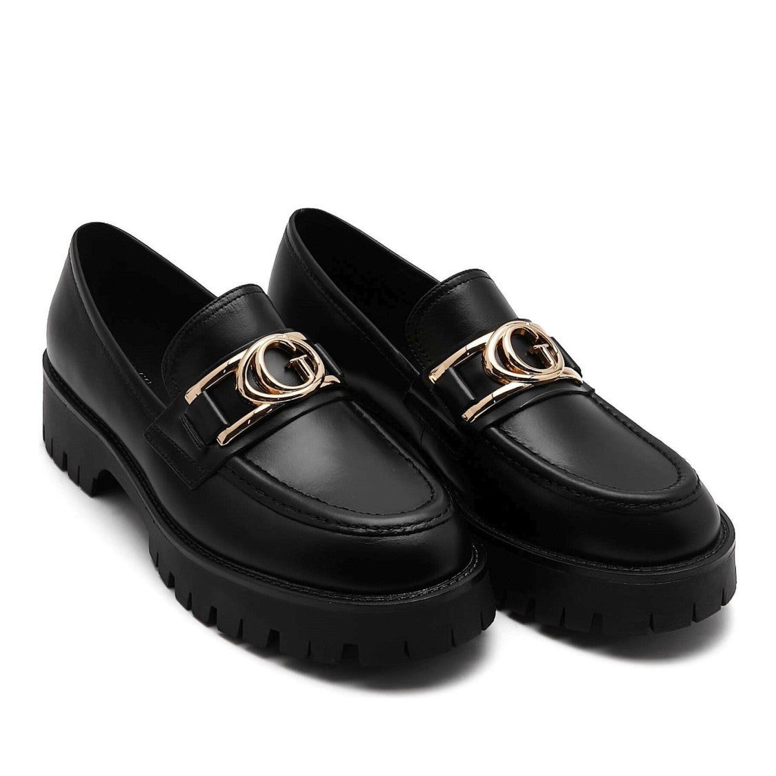 Guess Ilary Black Chunky Sole Leather Loafers
