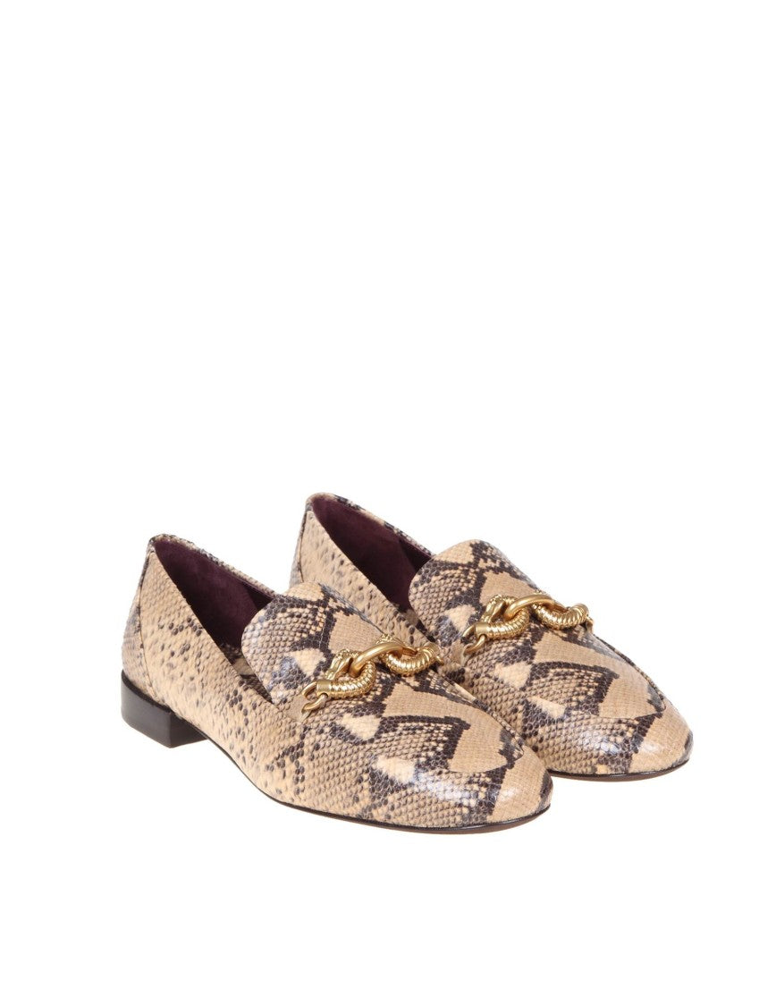 Tory Burch Python Print Leather Loafers