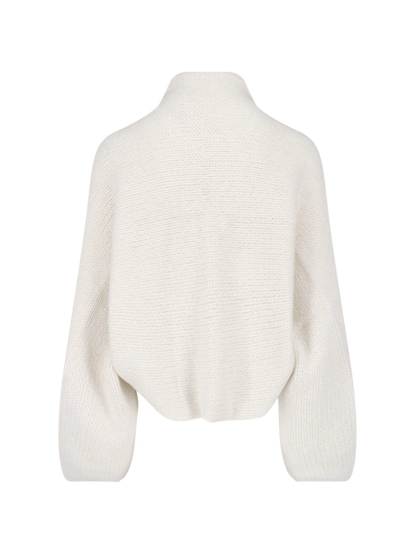 Pampa The Brand White Wide Neck Long-Sleeve Alpaca Cardigan