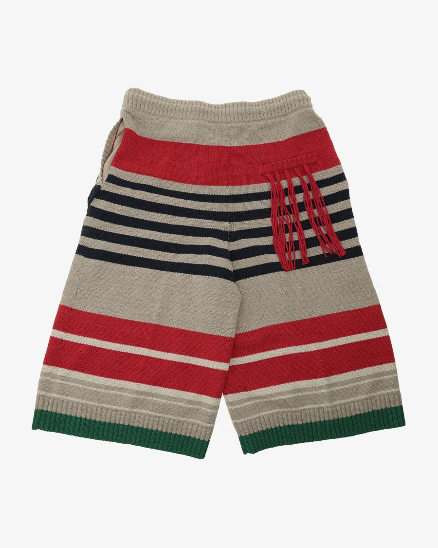 Craig Green Knitted Stripe Shorts With Fringe Detailing