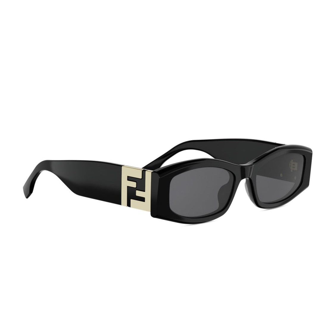 Fendi Black Fe40204i Rectangular Acetate Sunglasses