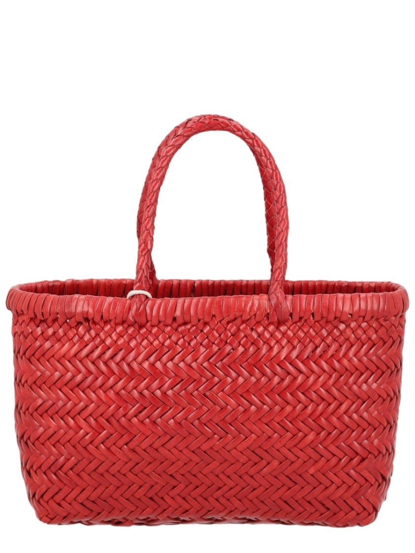 Dragon Diffusion Red Rectangular Woven Leather Handbag