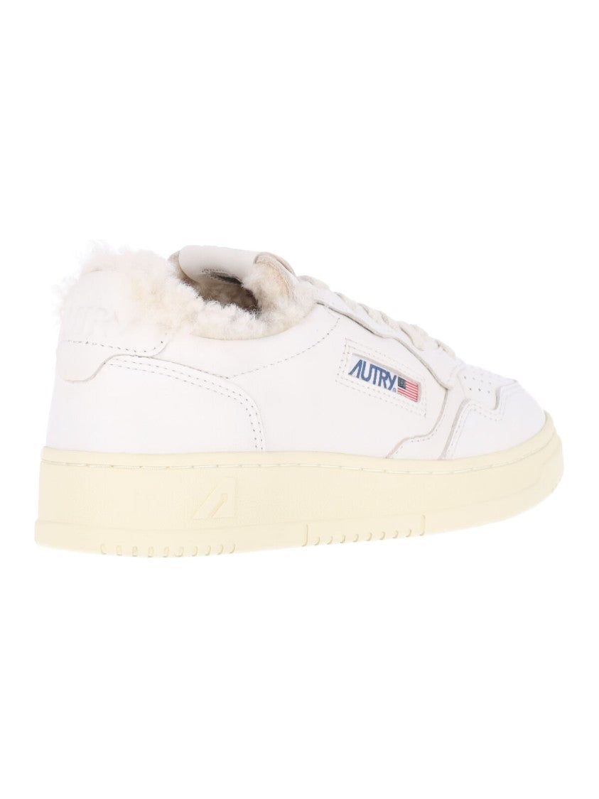 Autry White Goatskin Medalist Low-Top Sneakers