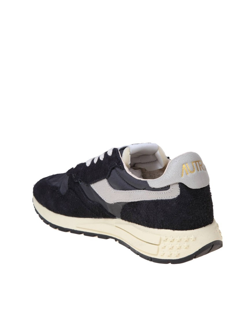 Autry Black/White Suede-Nylon Blend Reelwind Low Sneakers