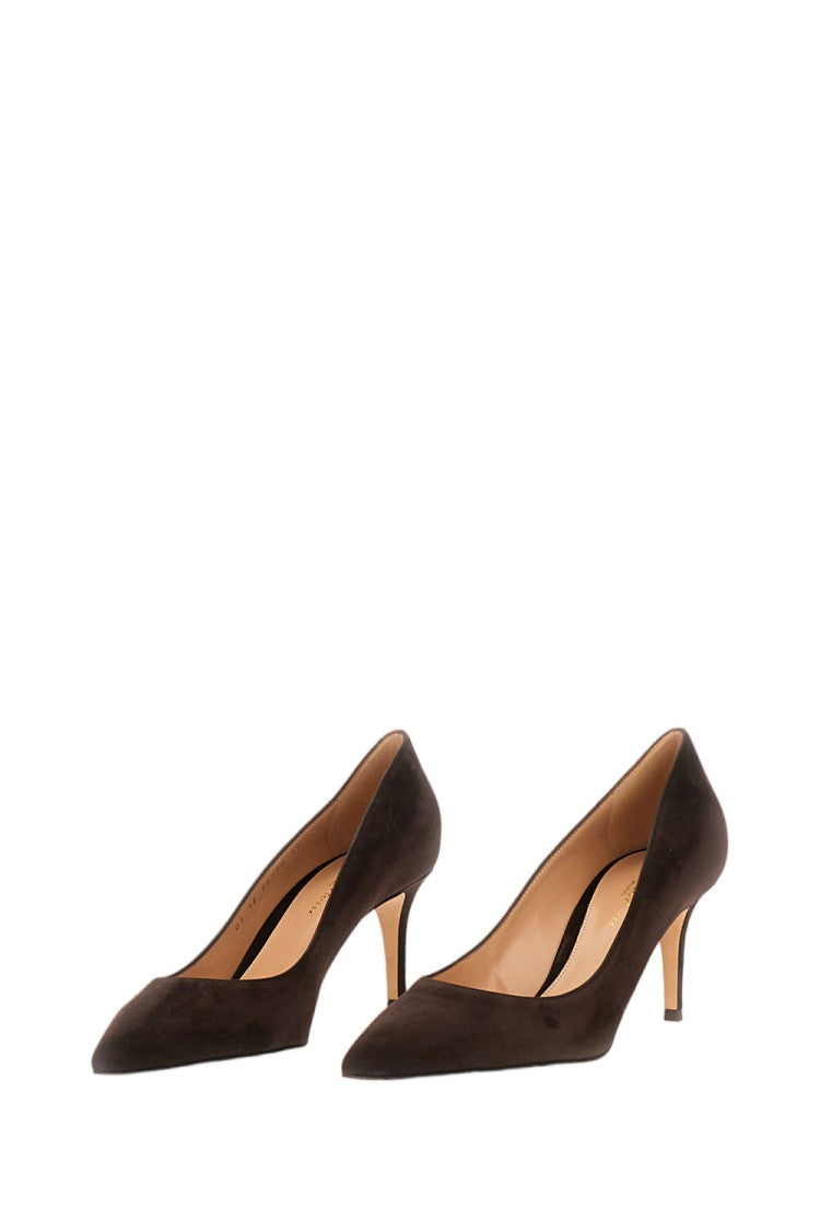 Gianvito Rossi Brown Décolletté Gianvito 70 Suede Pointed Pumps