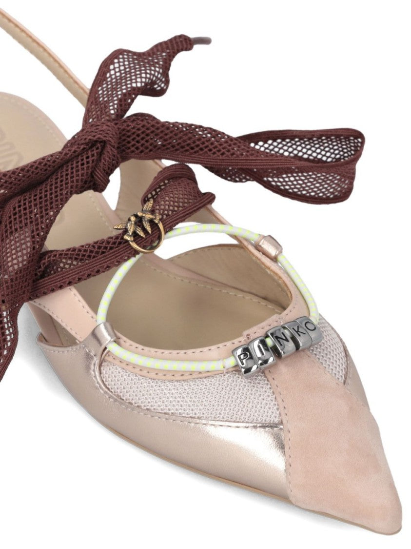 Pinko Light Pink Ribbon Slingback Sandals