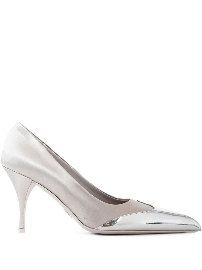 Prada Metallic-Toecap Pumps With Pointed Toe