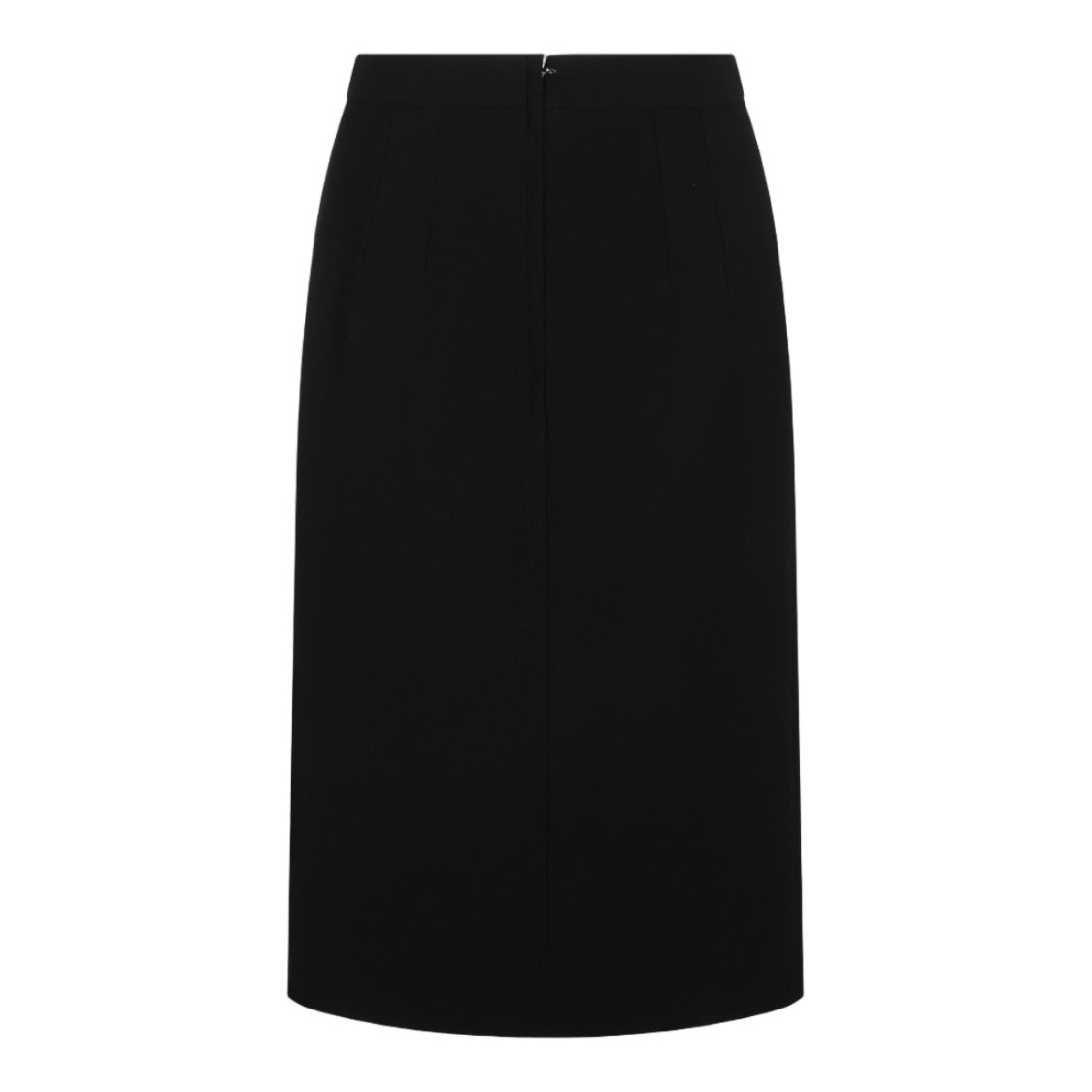 Dolce & Gabbana Black Front Slit Fitted Midi Skirt