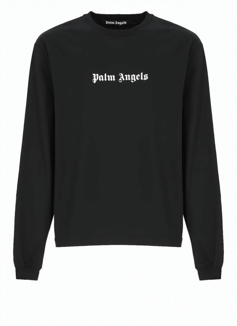 Palm Angels Long-Sleeve Shirt With Gothic Logo And Relaxed Fit