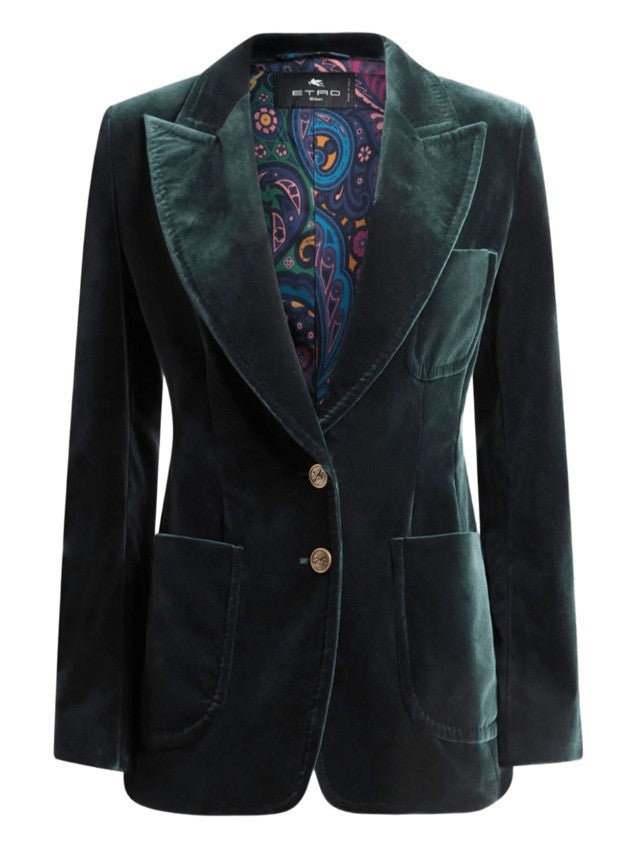 Etro Single-Breasted Stretch Cotton Velvet Jacket