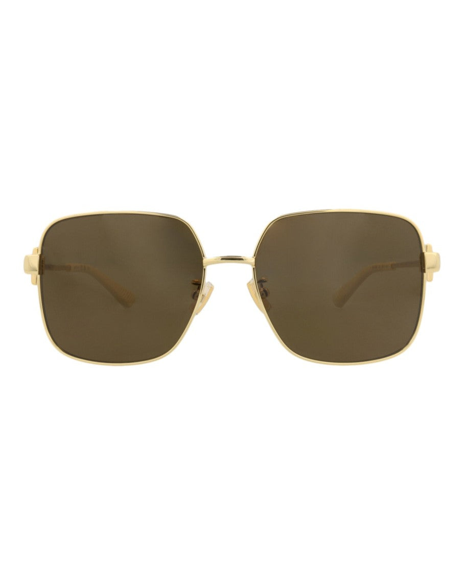 Bottega Veneta Square-Frame Metal Sunglasses