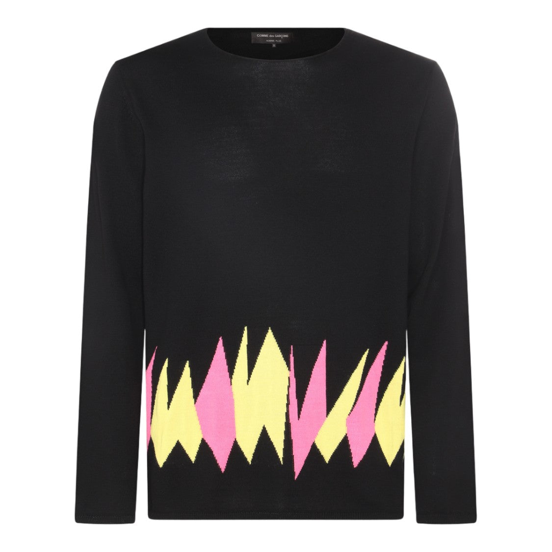 Comme Des Garçons Geometric Patterned Black Sweater With Bold Detailing