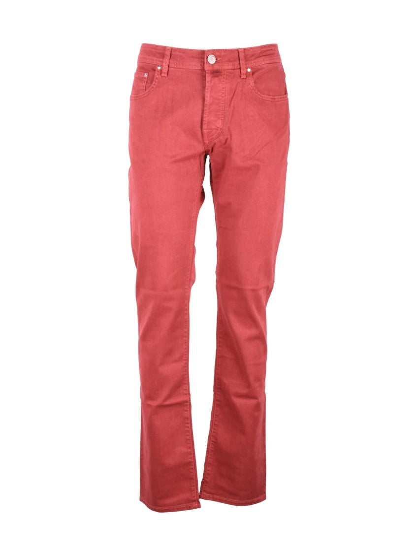 Jacob Cohen Red Slim-Fit Five-Pocket Lyocell-Blend Casual Pants