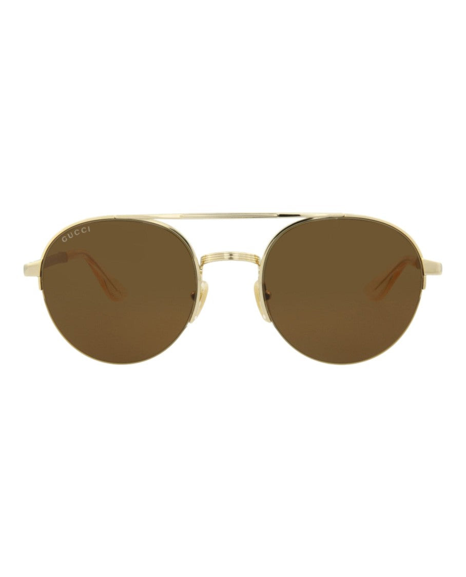 Gucci Round-Frame Metal Sunglasses With Adjustable Nose Pads