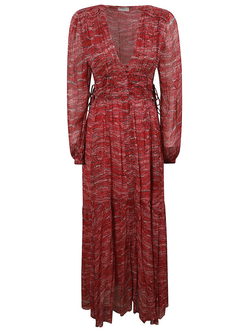 Isabel Marant Étoile Deep V-Neck Midi Dress With Lace-Up Details