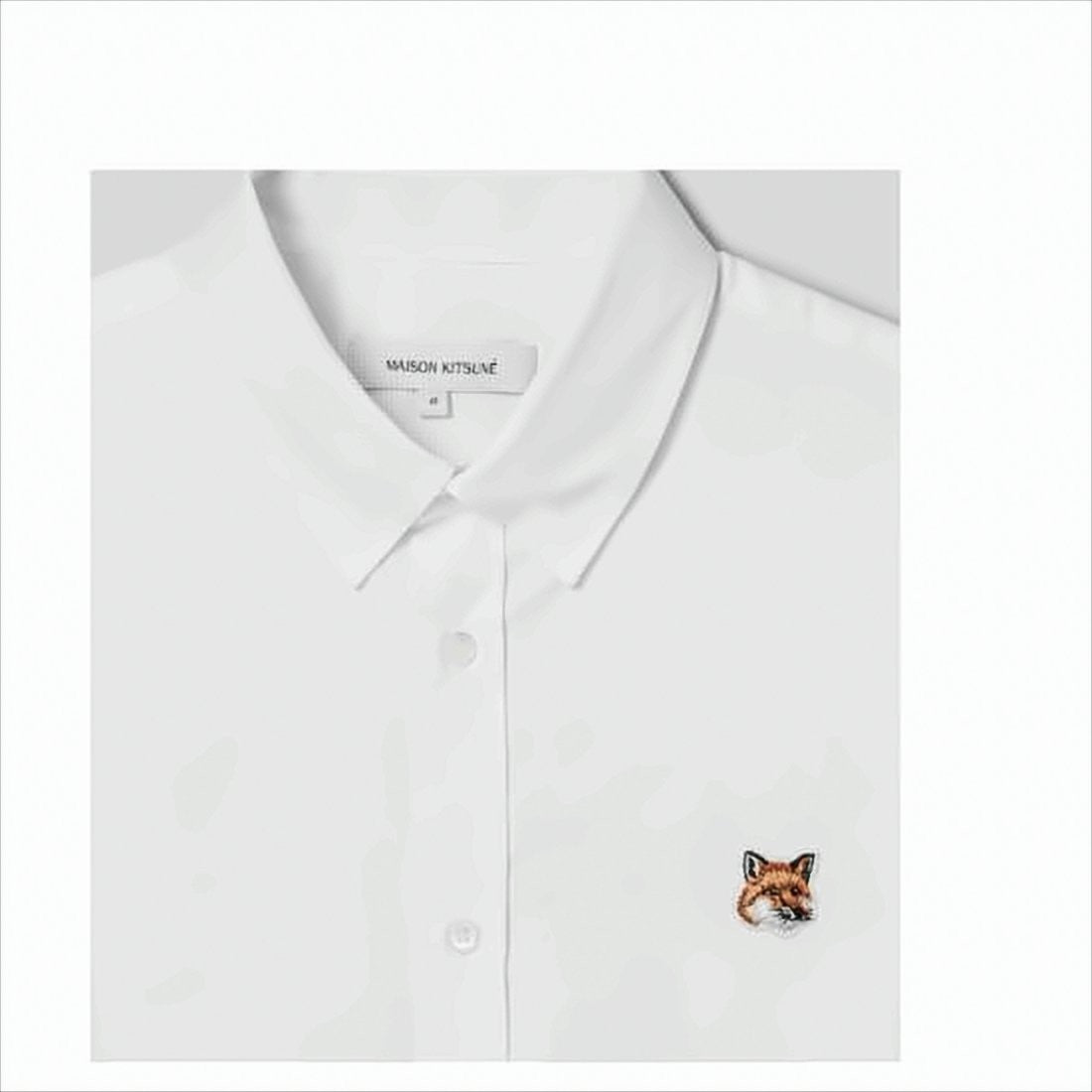 Maison Kitsuné Long-Sleeve White Cotton Shirt With Embroidered Fox Logo