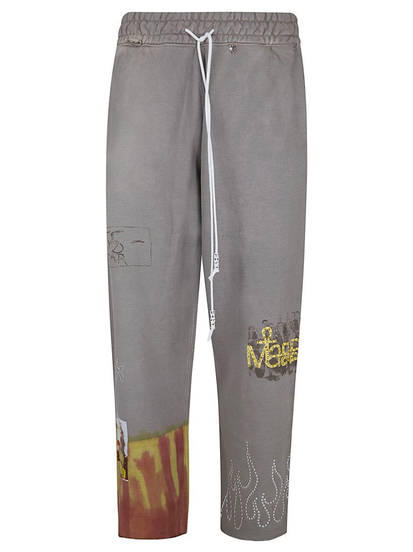 Paly Grey Trousers With Artistic Embellishments
