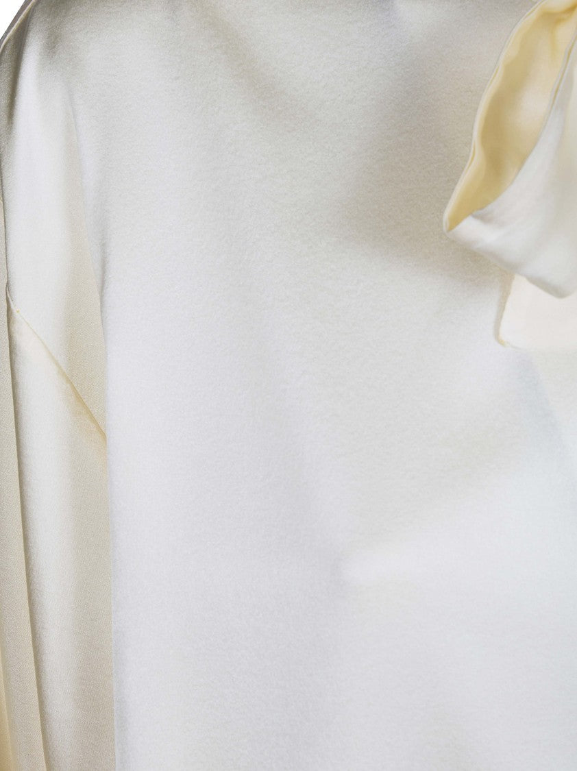 Forte Forte Heavy Stretch Silk Satin Bow Collar Blouse