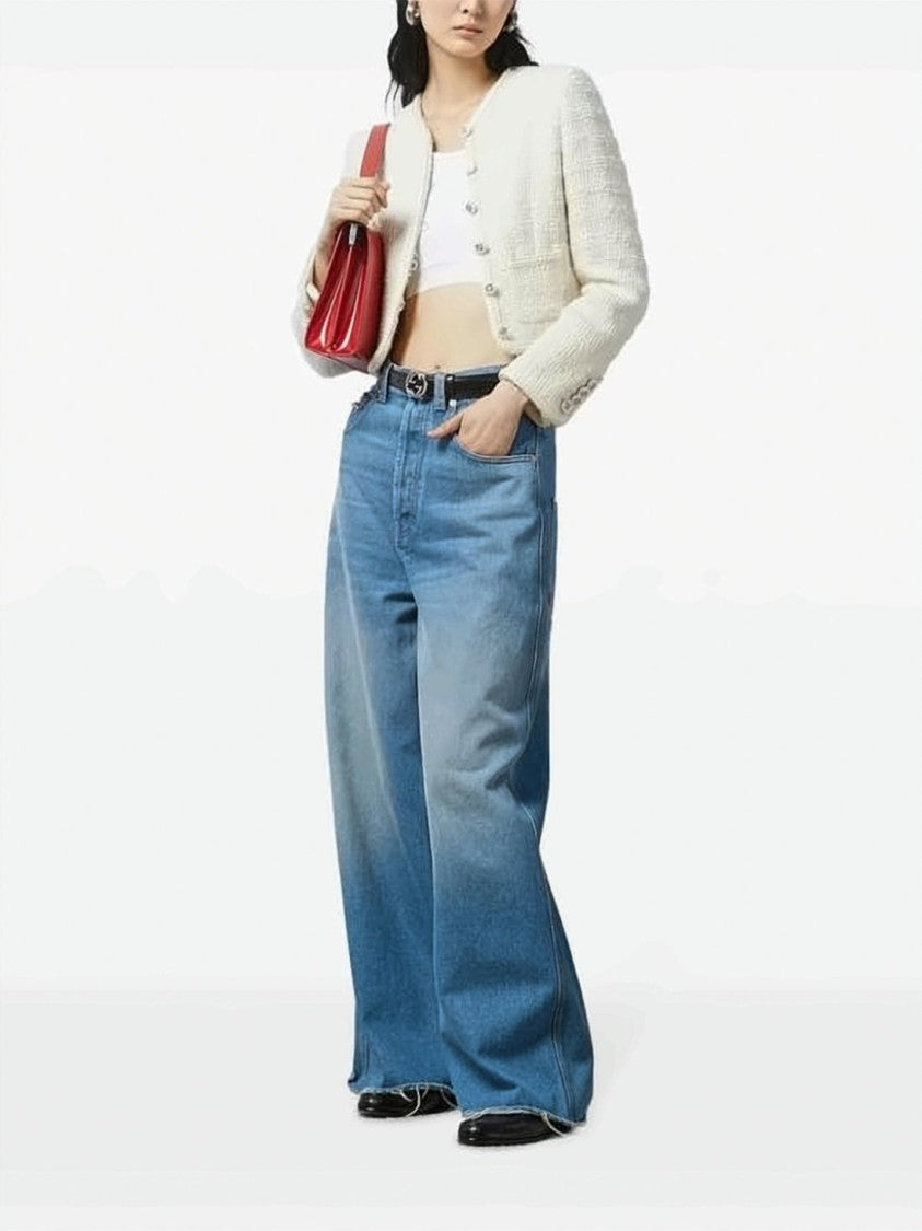 Gucci Cropped Textured Wool And Polyamide Blend Jacket