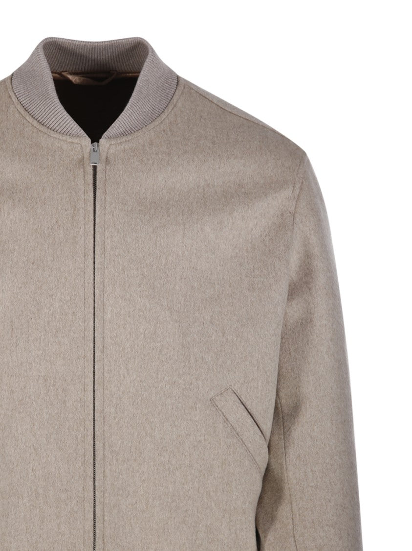 Lardini Classic Bomber Jacket In Pure Virgin Wool