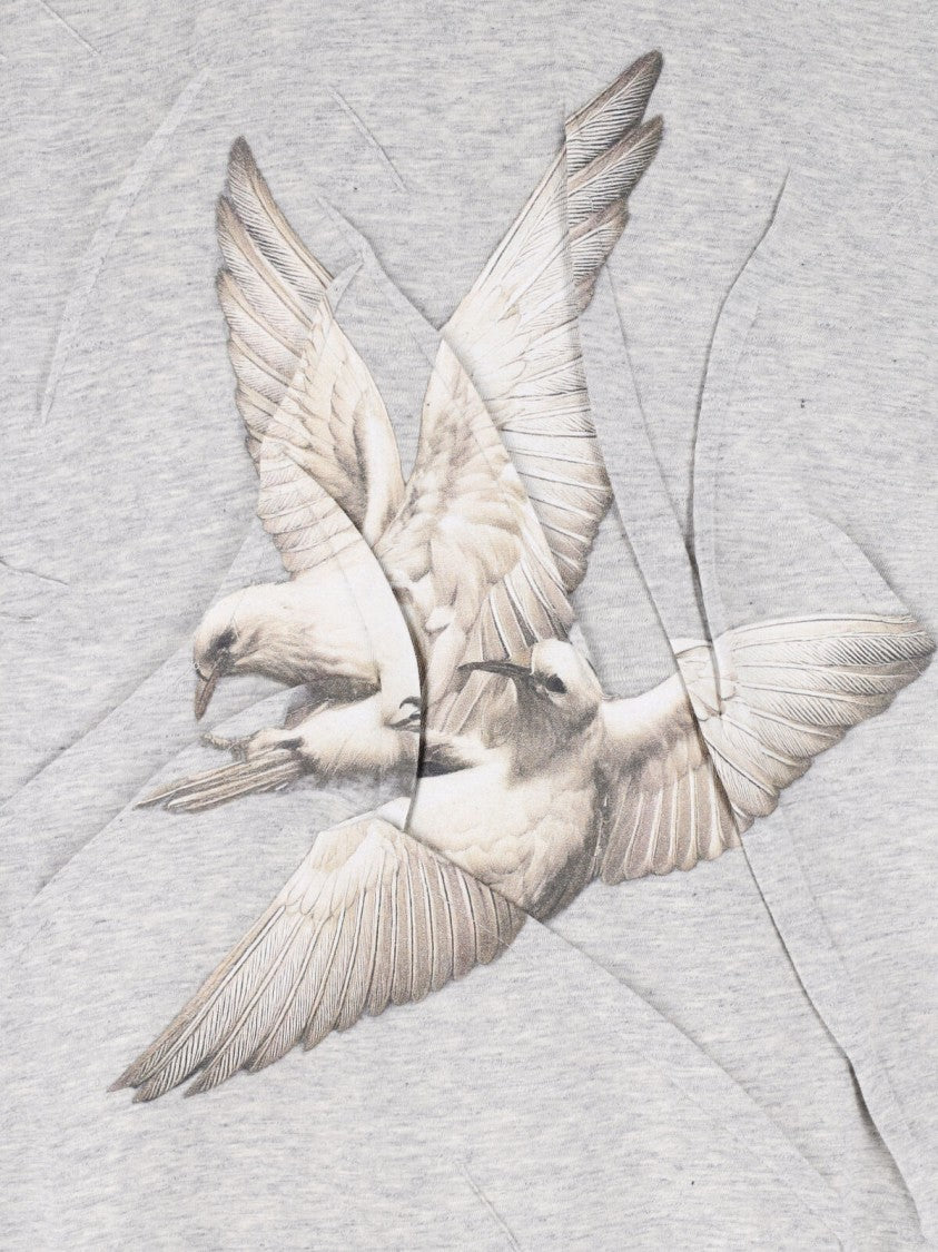Maison Margiela Crew Neck T-Shirt With Unique Creased Bird Print