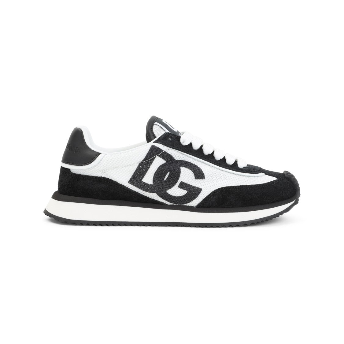 Dolce & Gabbana White Black Calf Leather Sneakers