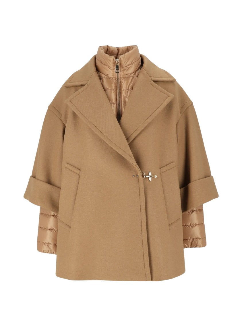 Fay Camel Brown Layered Wool-Blend Coat