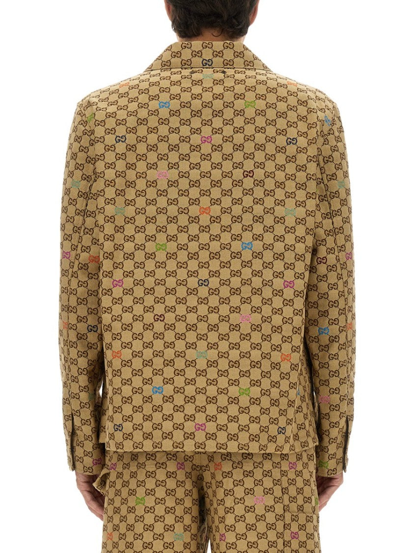 Gucci Cotton Jacket With Monogram Pattern And Front Zipper