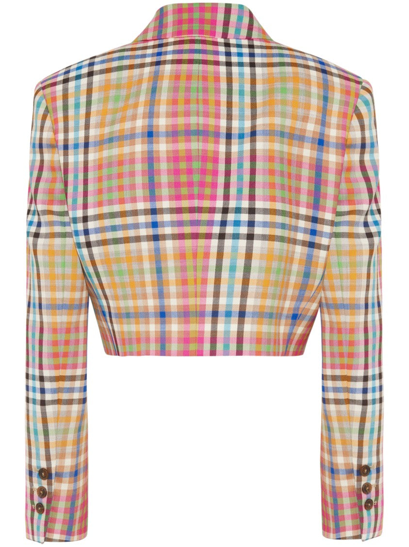 Vivienne Westwood Ls Cut Off Plaid Double-Breasted Jacket
