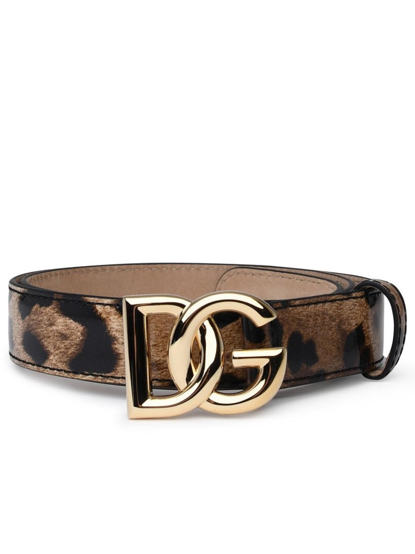 Dolce & Gabbana Two-Tone Shiny Leather Belt With Dg Logo Buckle