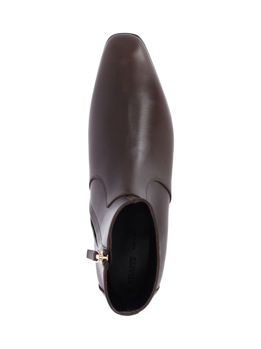 Khaite Brown Calfskin Colt Ankle Boots