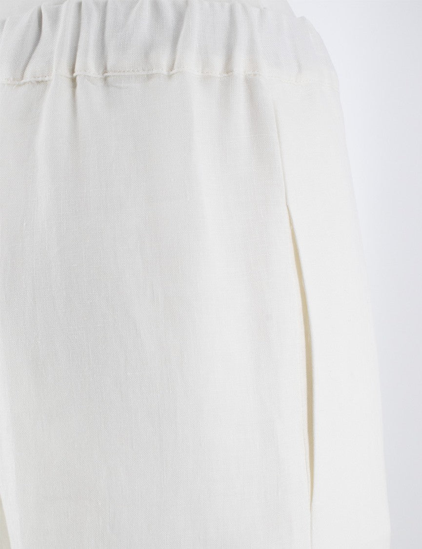 Antonelli White Linen Trousers With Wide Straight Leg