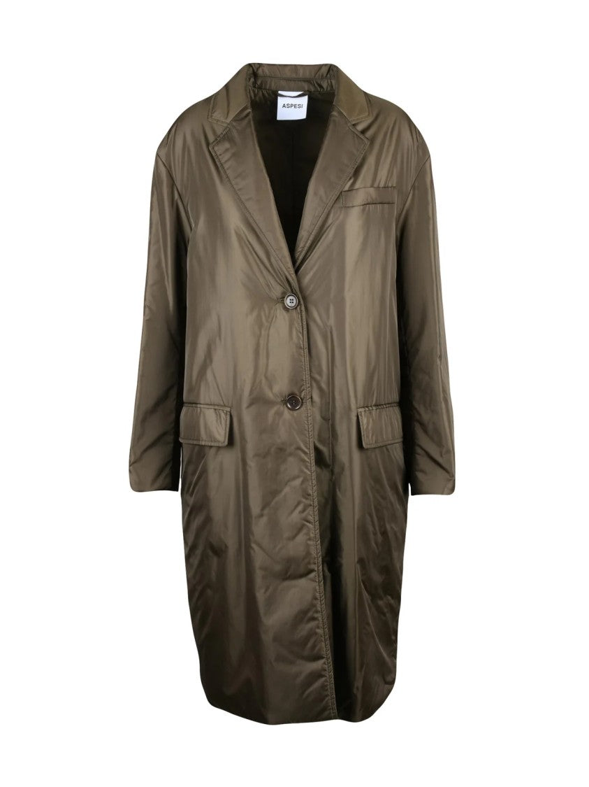 Aspesi Khaki Polyamide Padded Soju Overcoat