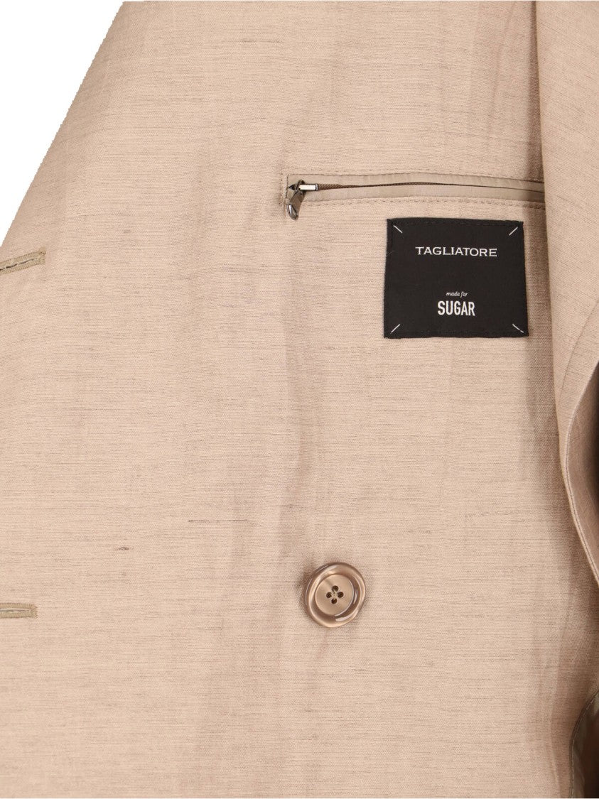 Tagliatore Beige Double-Breasted Wool Cotton Trench