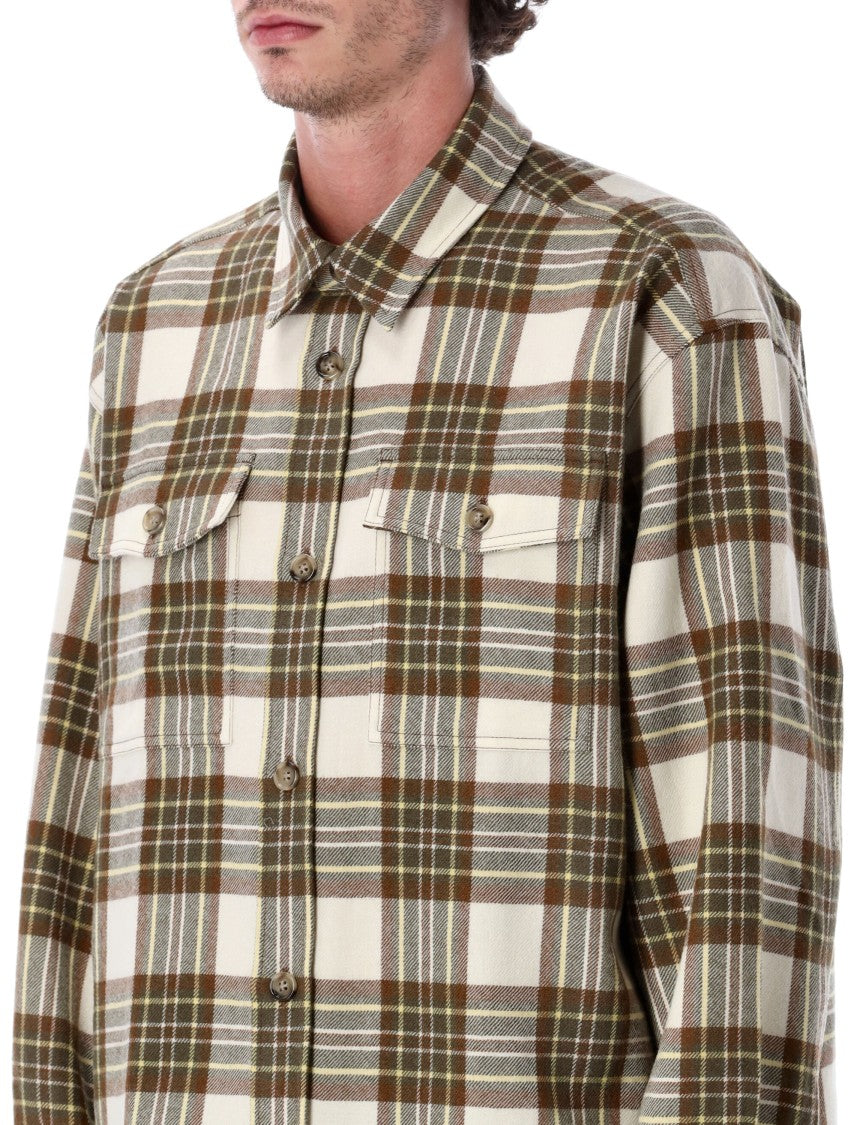 Ami Paris Checked Green Shirt With Structured Collar